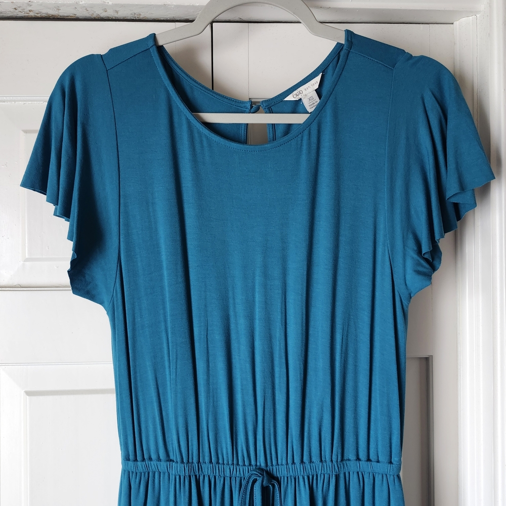 NWOT Elegant Teal Maxi Knit Dress - Picture 2 of 7